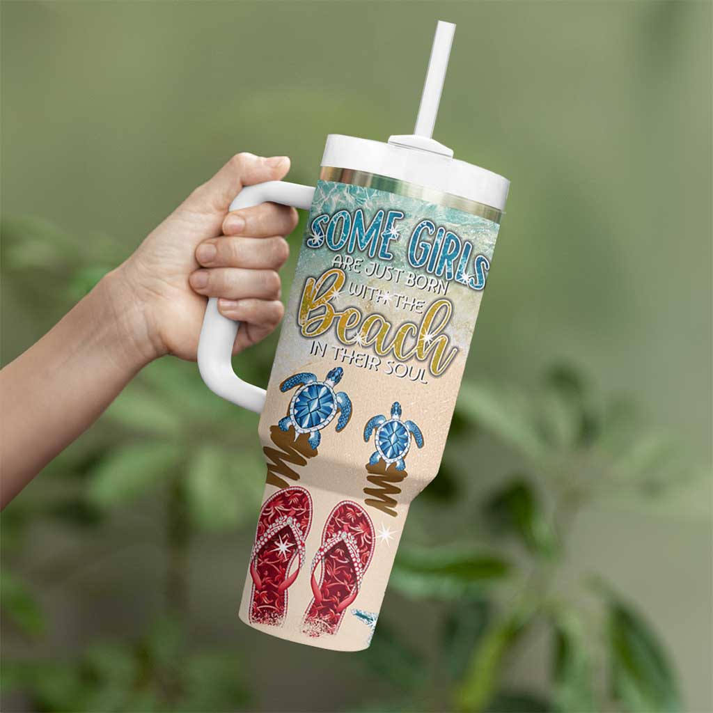 Beach Gifts For Women Tumbler With Handle Some Girls Are Just Born With The Beach In Their Souls