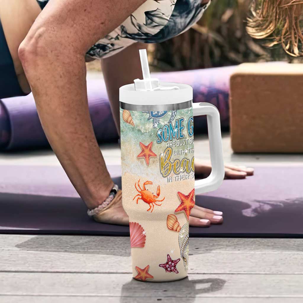 Beach Gifts For Women Tumbler With Handle Some Girls Are Just Born With The Beach In Their Souls
