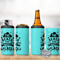 Beach Vacation 4 in 1 Can Cooler Tumbler The Beach Is My Happy Place Summer Holiday Gift