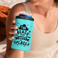 Beach Vacation 4 in 1 Can Cooler Tumbler The Beach Is My Happy Place Summer Holiday Gift