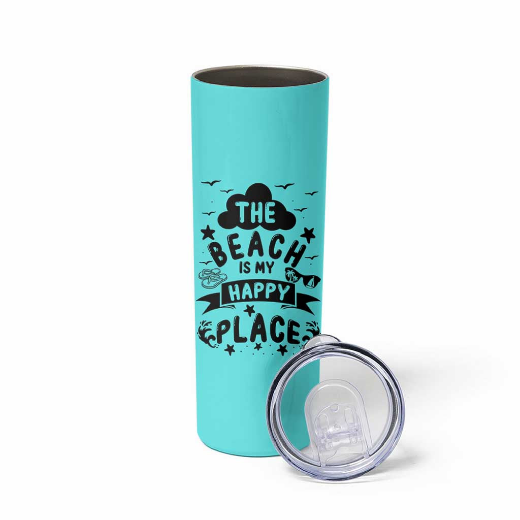 Beach Vacation Skinny Tumbler The Beach Is My Happy Place Summer Holiday Gift