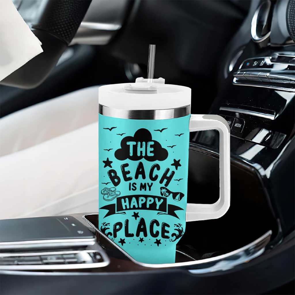 Beach Vacation Tumbler With Handle The Beach Is My Happy Place Summer Holiday Gift