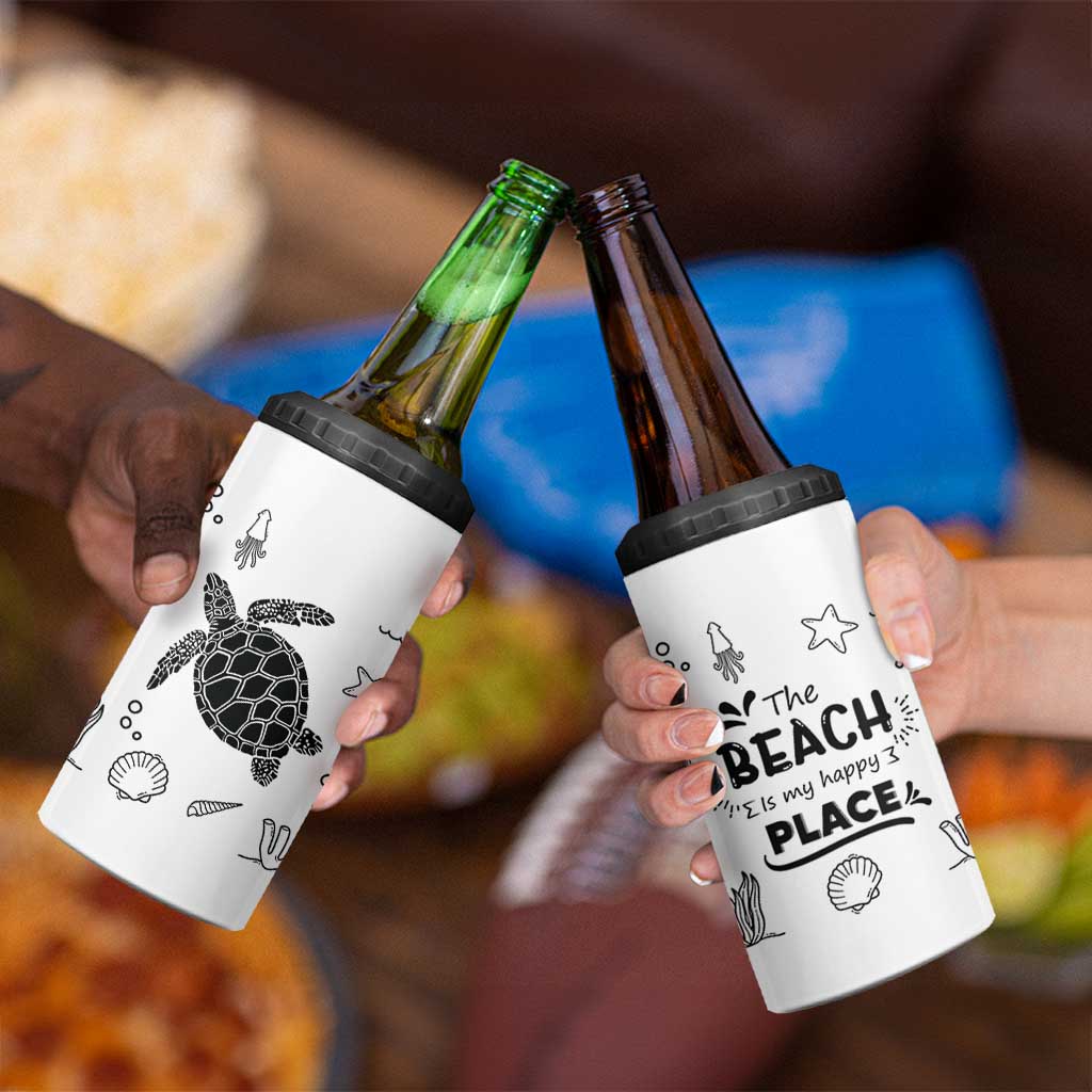 Beach 4 in 1 Can Cooler Tumbler Ocean Animals The Beach Is My Happy Place Summer Holiday Gift
