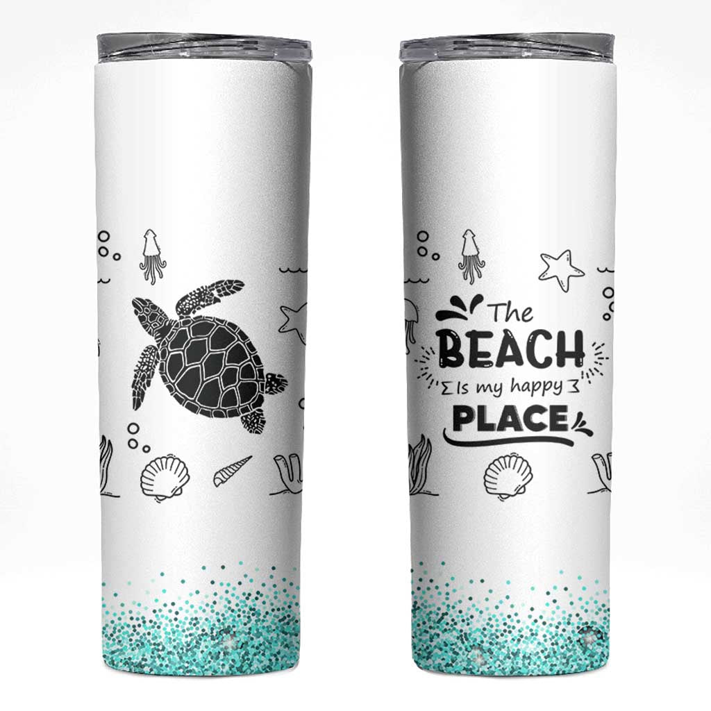 Beach Skinny Tumbler Ocean Animals The Beach Is My Happy Place Summer Holiday Gift