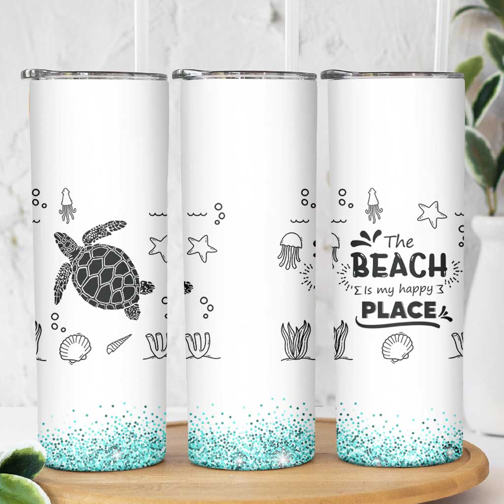 Beach Skinny Tumbler Ocean Animals The Beach Is My Happy Place Summer Holiday Gift