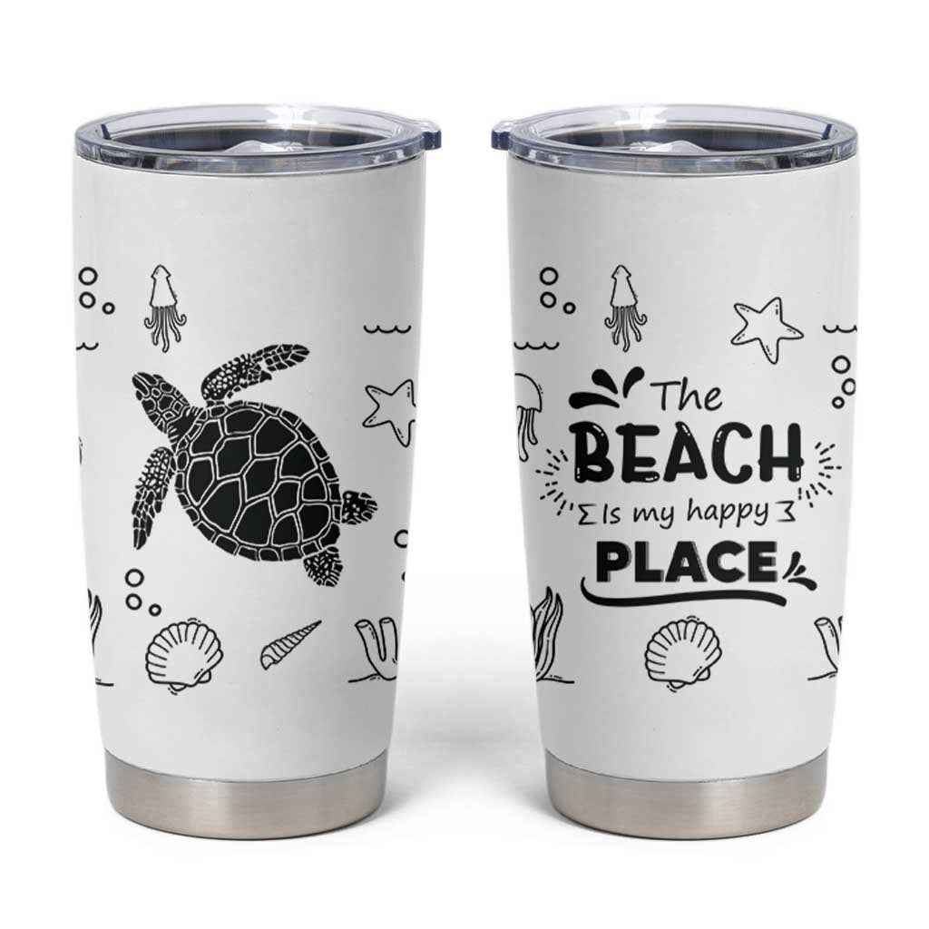 Beach Tumbler Cup Ocean Animals The Beach Is My Happy Place Summer Holiday Gift