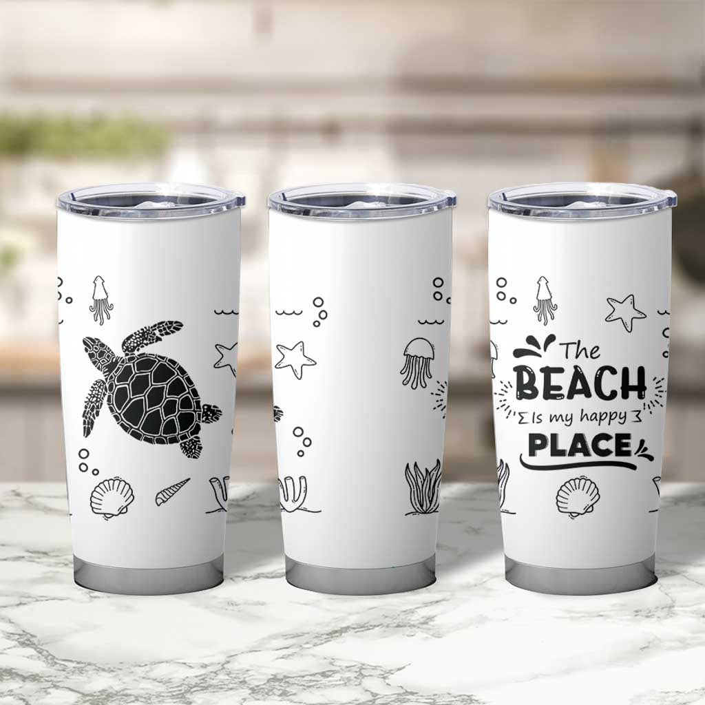 Beach Tumbler Cup Ocean Animals The Beach Is My Happy Place Summer Holiday Gift