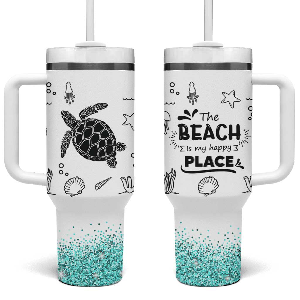 Beach Tumbler With Handle Ocean Animals The Beach Is My Happy Place Summer Holiday Gift