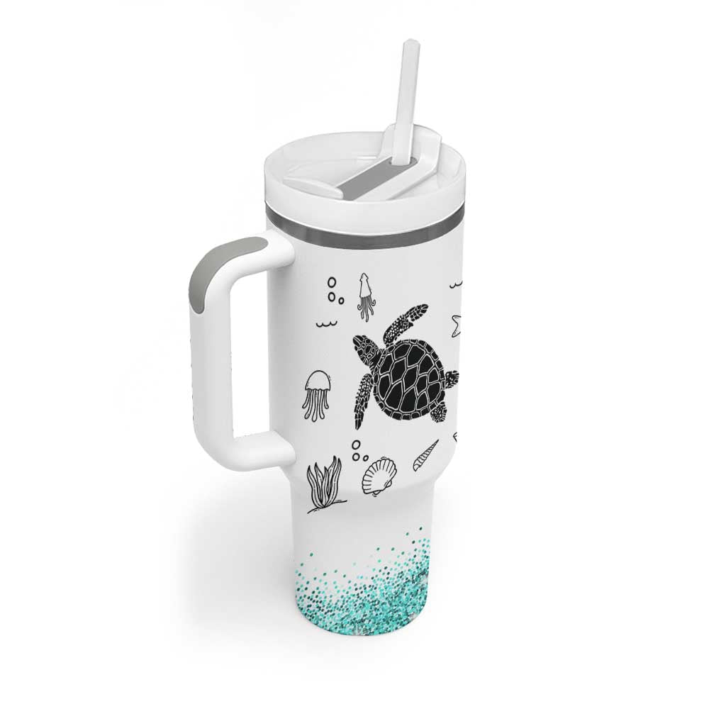 Beach Tumbler With Handle Ocean Animals The Beach Is My Happy Place Summer Holiday Gift