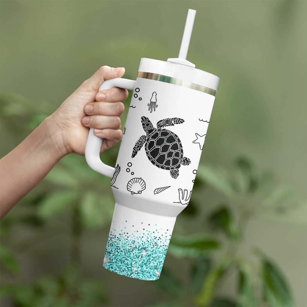 Beach Tumbler With Handle Ocean Animals The Beach Is My Happy Place Summer Holiday Gift