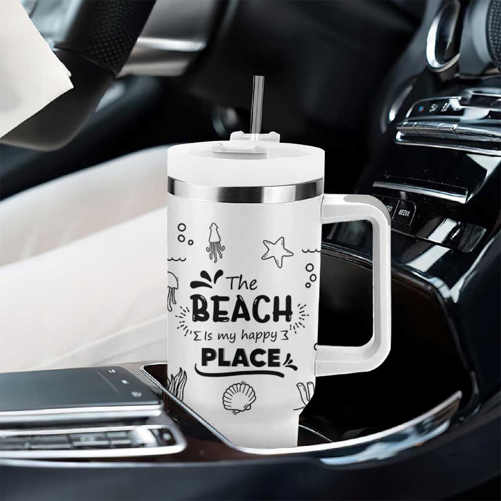 Beach Tumbler With Handle Ocean Animals The Beach Is My Happy Place Summer Holiday Gift