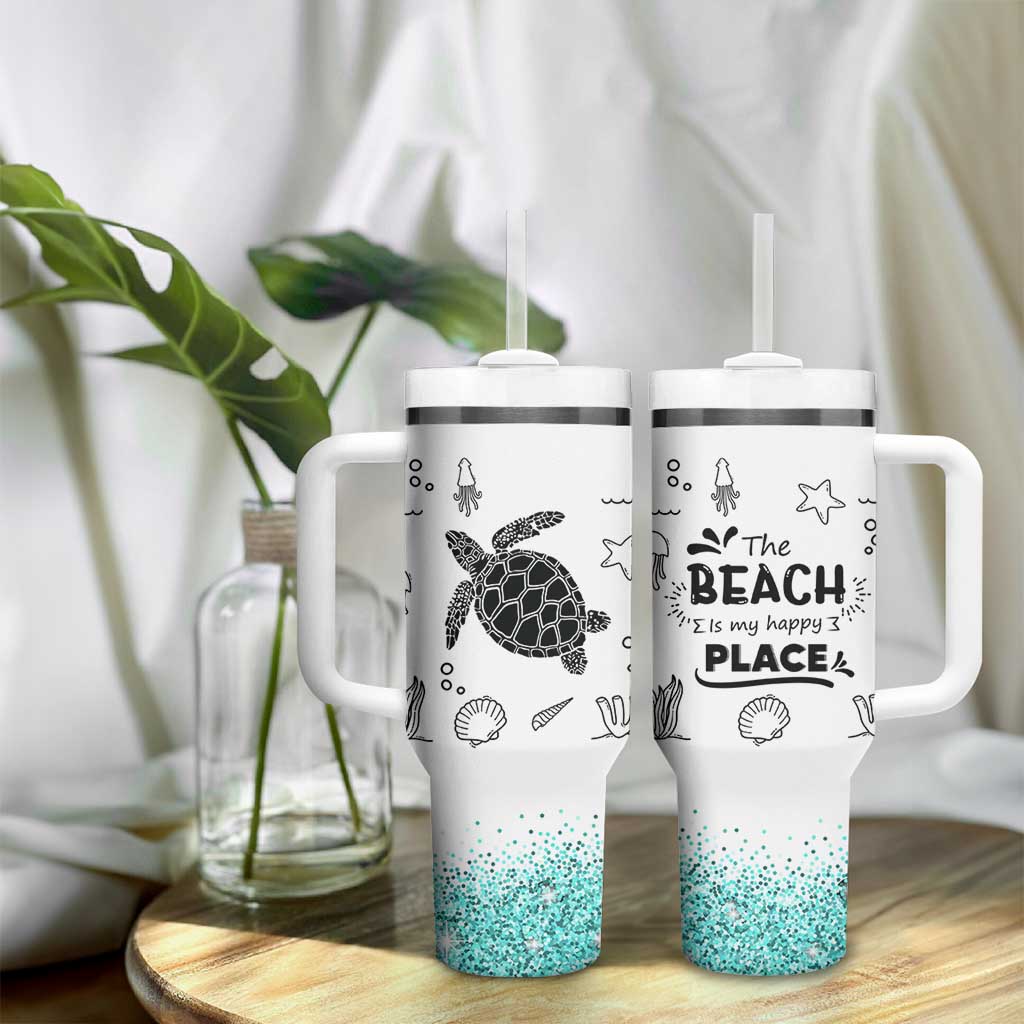 Beach Tumbler With Handle Ocean Animals The Beach Is My Happy Place Summer Holiday Gift