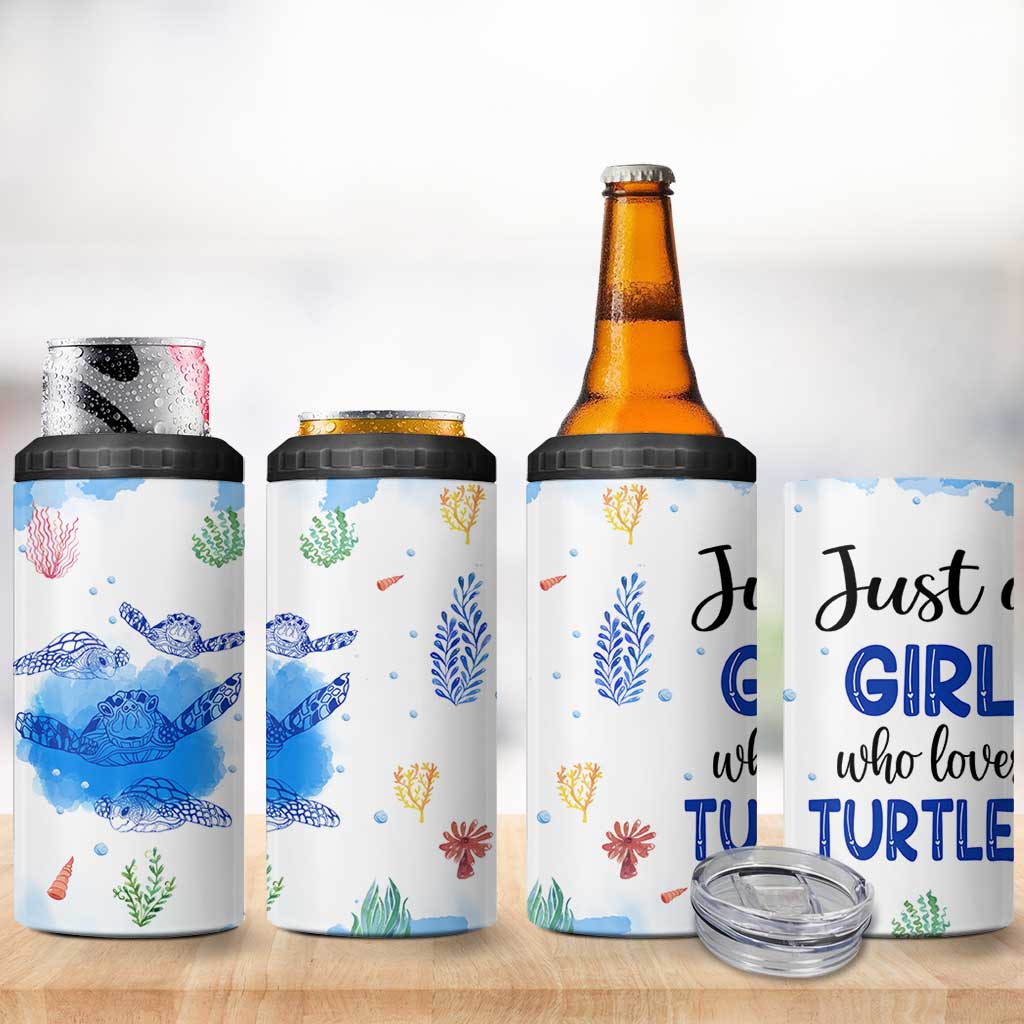 Gifts For Sea Turtle Lovers 4 in 1 Can Cooler Tumbler Cute Animal Lover Gifts For Women Girl