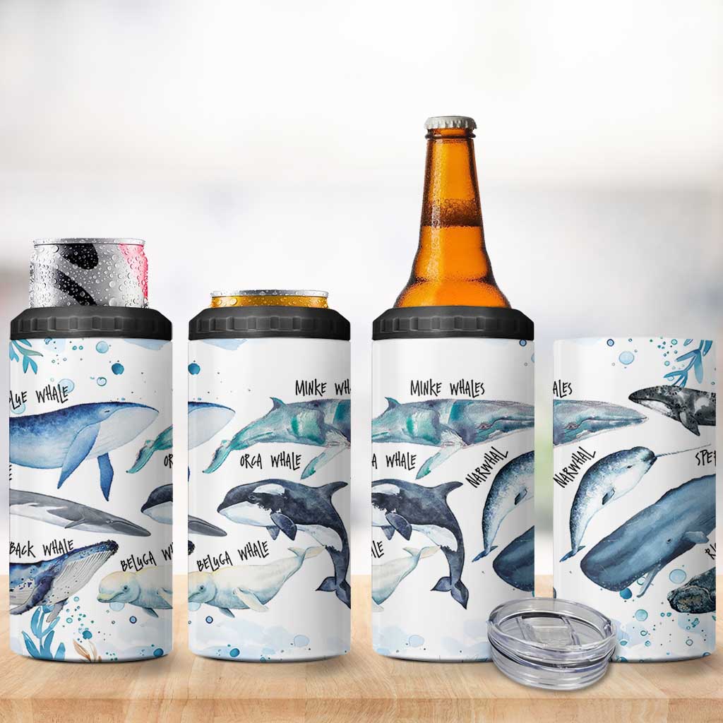 Shark Lovers 4 in 1 Can Cooler Tumbler Ocean Animal Species Of Sharks