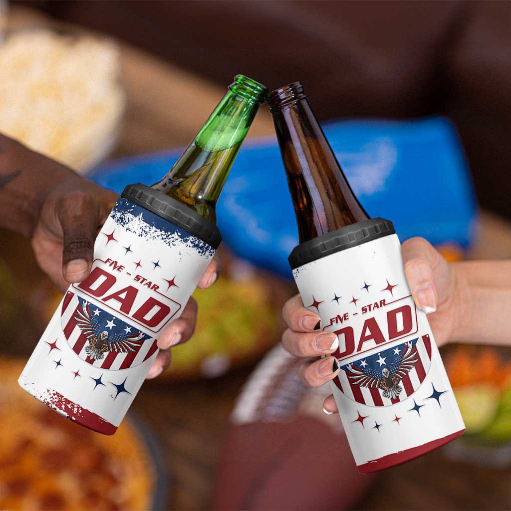 Dad Gifts From Kids 4 in 1 Can Cooler Tumbler Five Star Dad Fathers Day American Flag