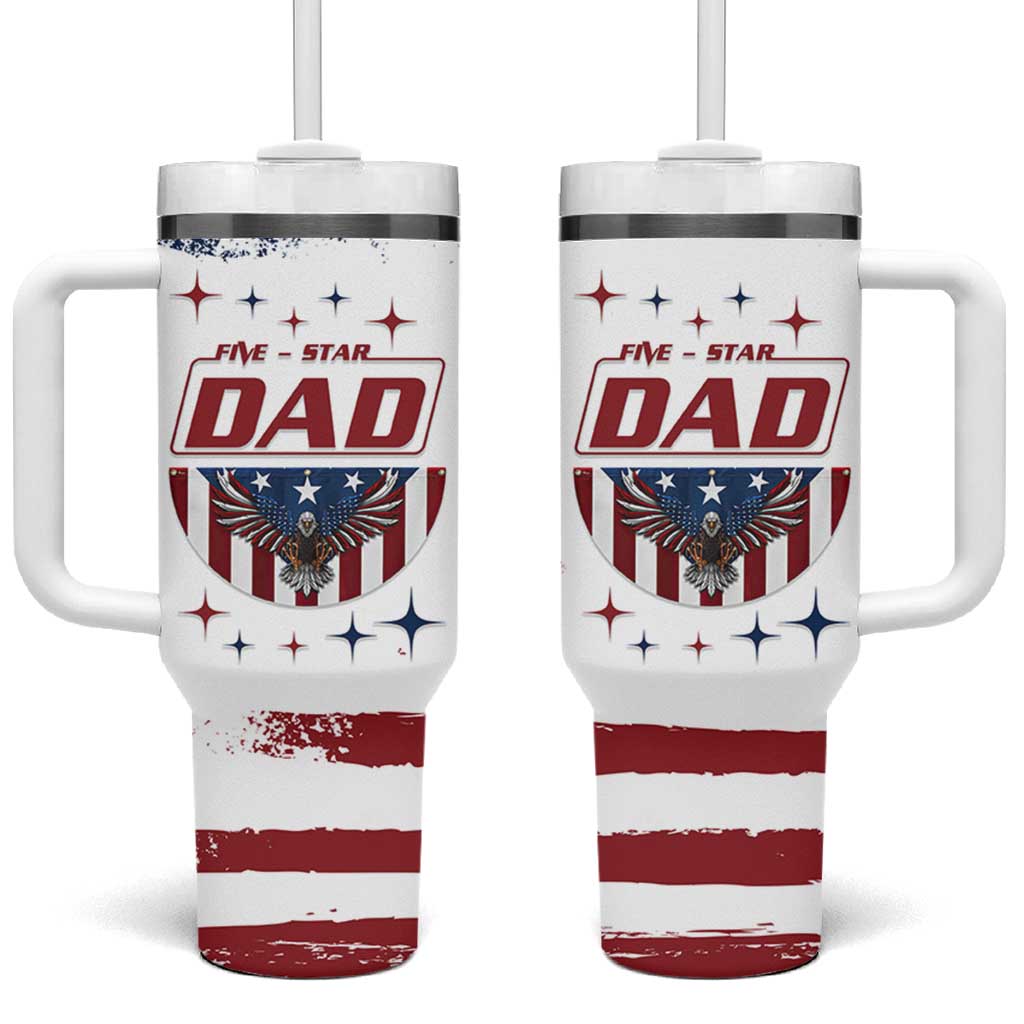 Dad Gifts From Kids Tumbler With Handle Five Star Dad Fathers Day American Flag