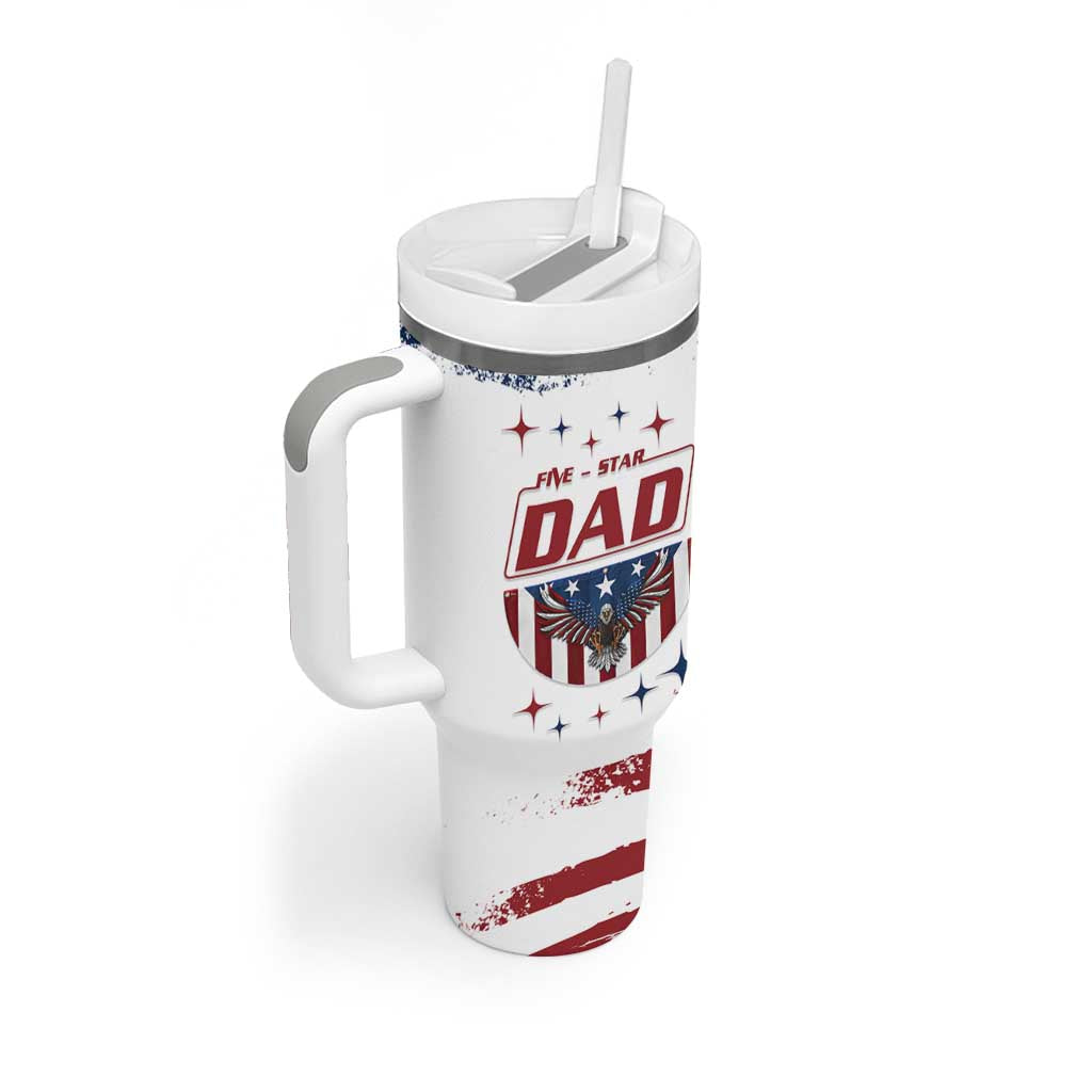 Dad Gifts From Kids Tumbler With Handle Five Star Dad Fathers Day American Flag