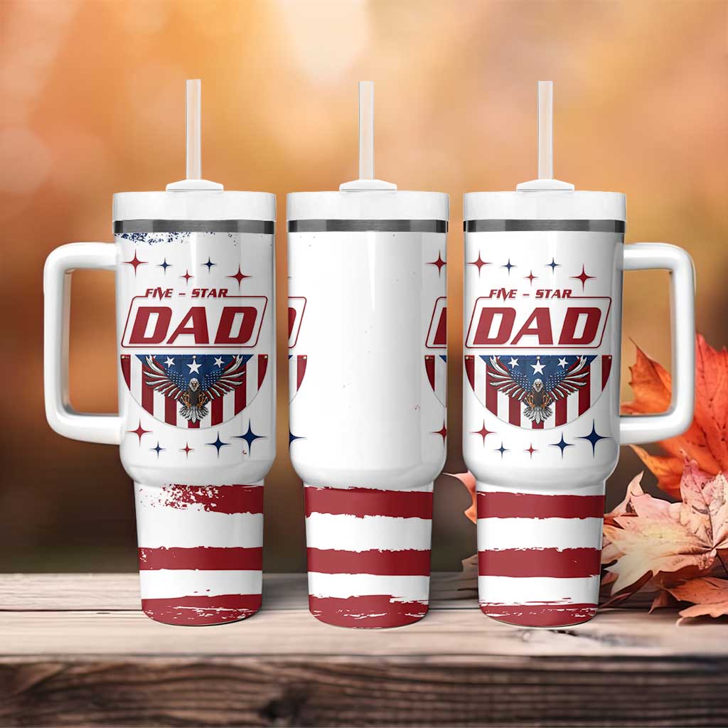 Dad Gifts From Kids Tumbler With Handle Five Star Dad Fathers Day American Flag
