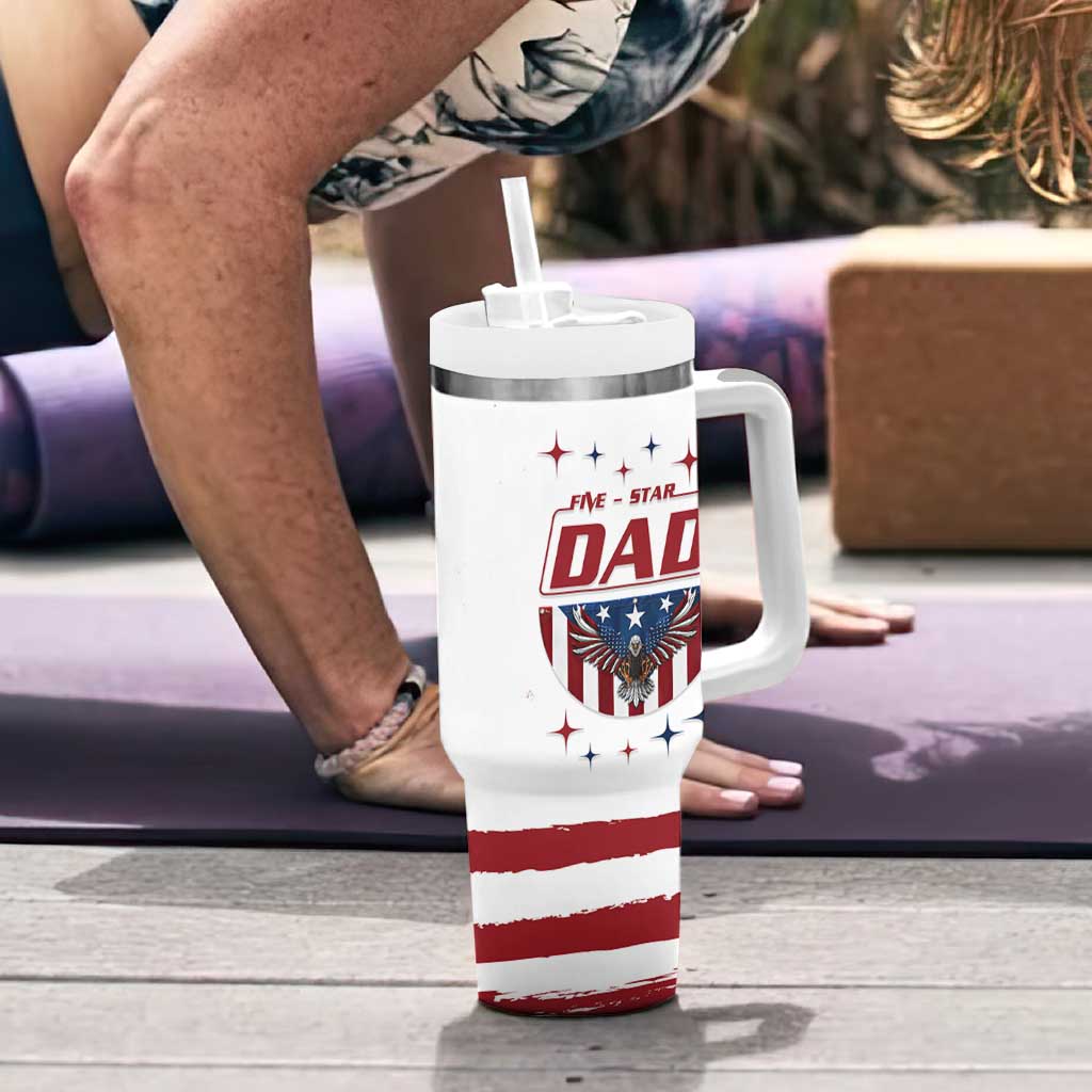 Dad Gifts From Kids Tumbler With Handle Five Star Dad Fathers Day American Flag