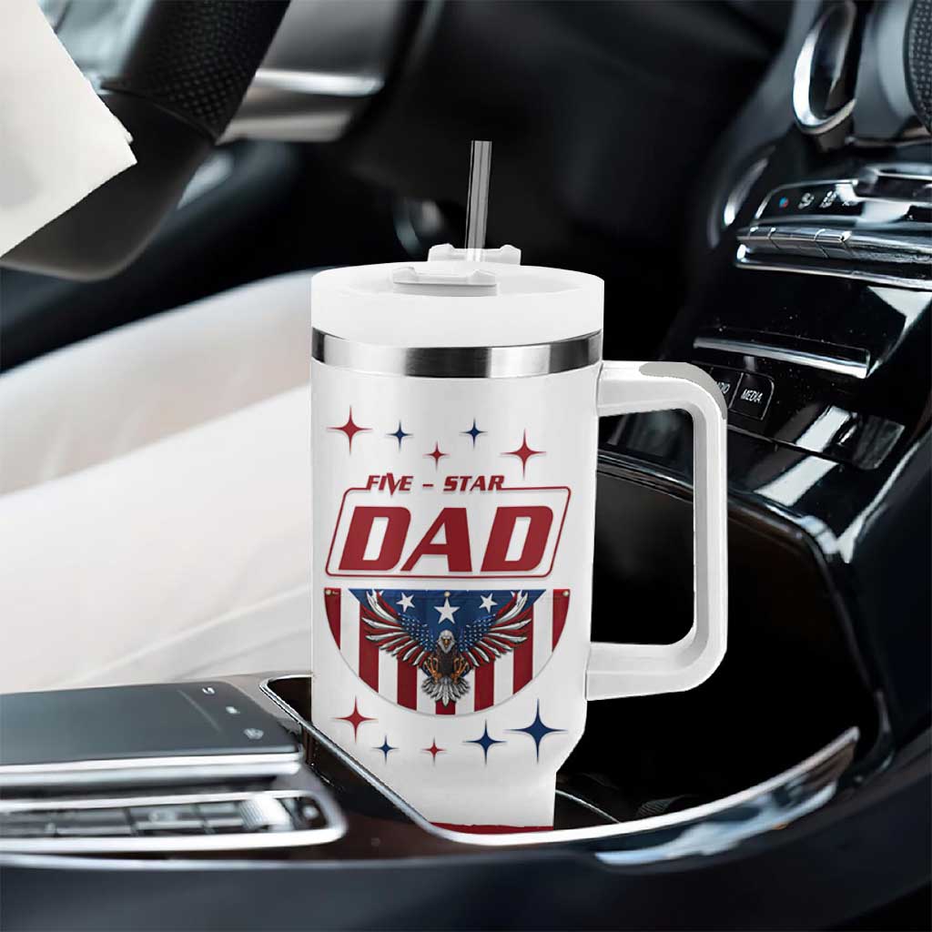 Dad Gifts From Kids Tumbler With Handle Five Star Dad Fathers Day American Flag