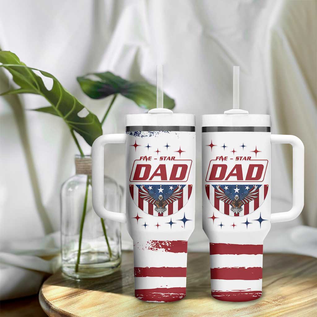 Dad Gifts From Kids Tumbler With Handle Five Star Dad Fathers Day American Flag