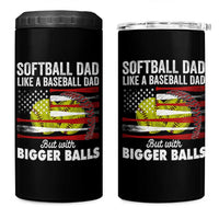 Softball Dad Gifts 4 in 1 Can Cooler Tumbler Like A Baseball Dad But With Bigger Balls Funny Fathers Day
