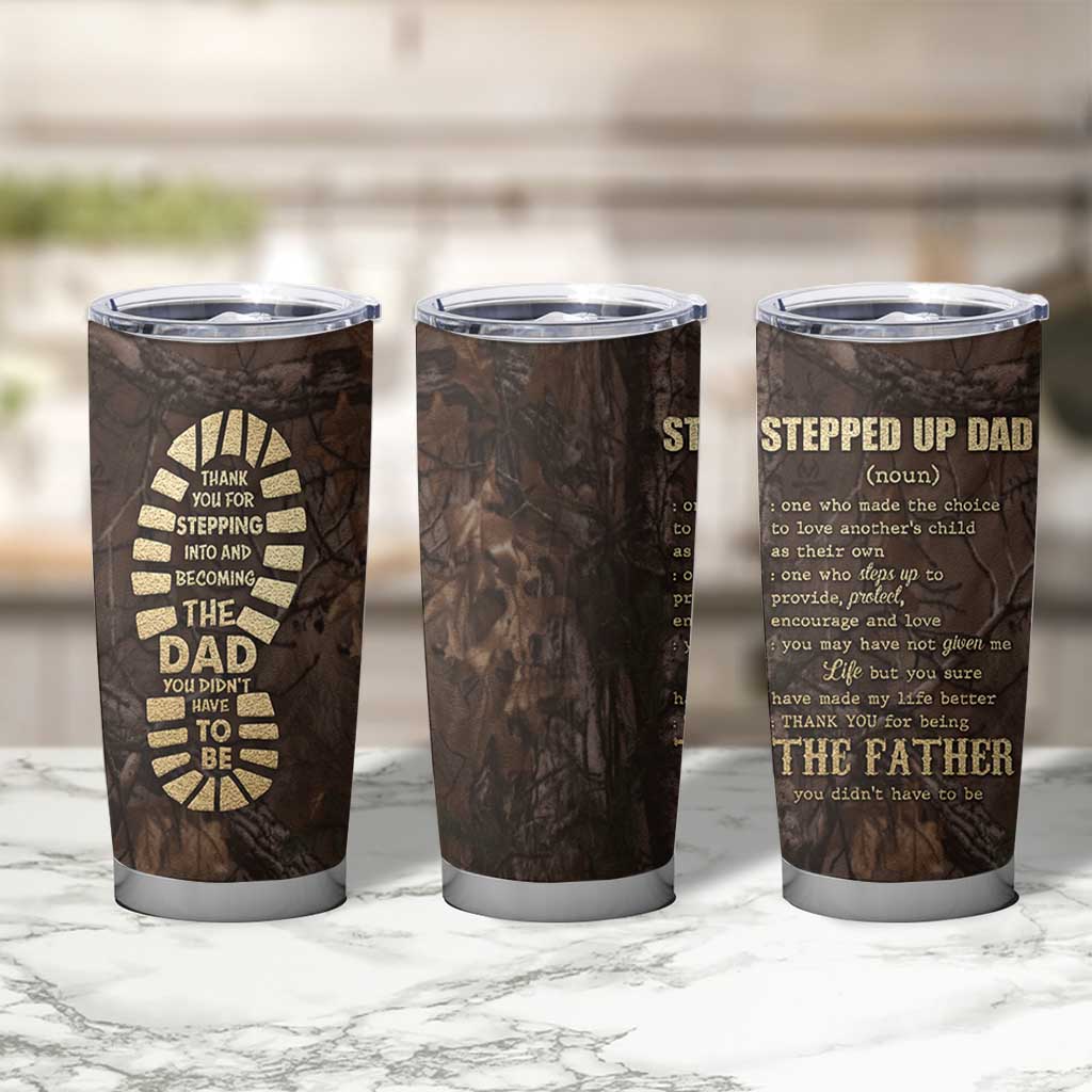 Bonus Dad Gifts Tumbler Cup Stepdad Stepped Up Dads Daddy Fathers Day Presents Camo - Wonder Print Shop