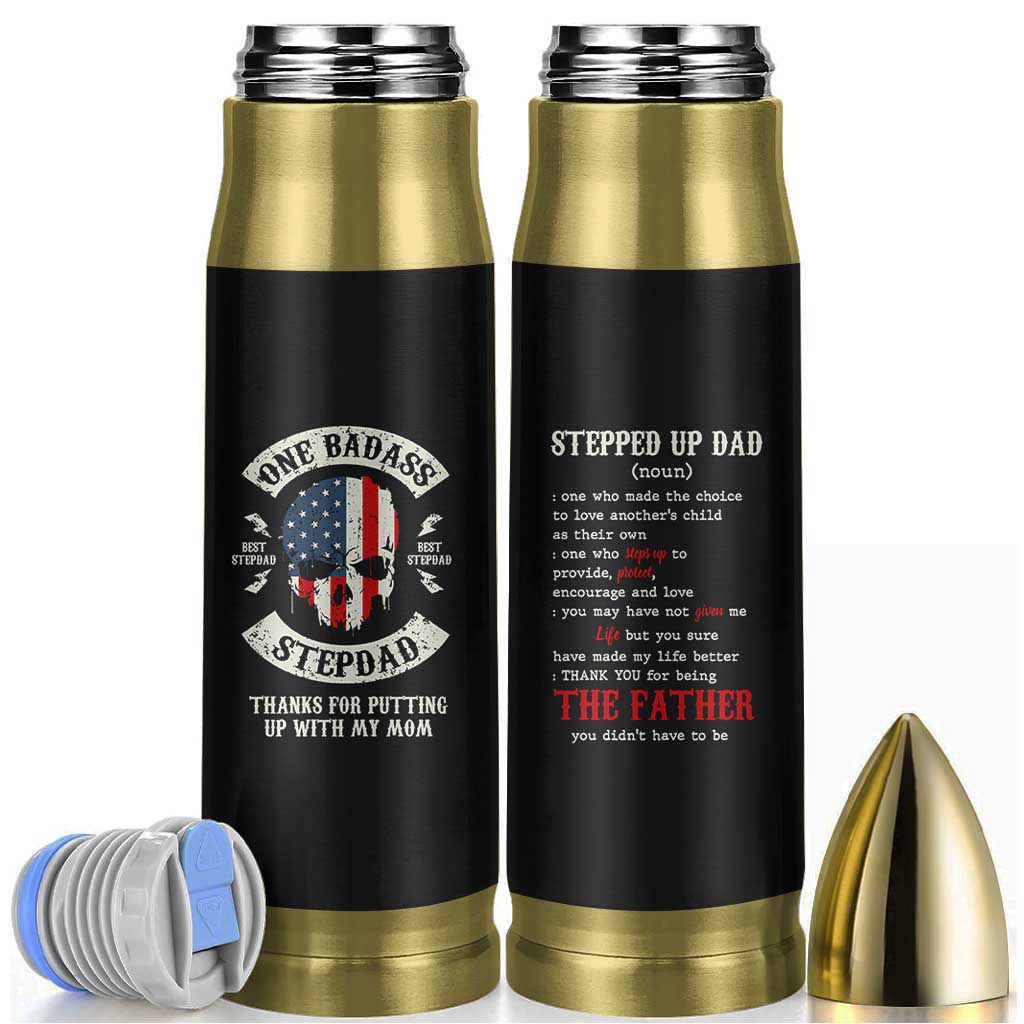 One Badass Stepdad Bullet Tumbler Best Effin Bonus Dad Gifts Stepped Up Dads US Flag Skull - Wonder Print Shop