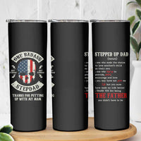 One Badass Stepdad Skinny Tumbler Best Effin Bonus Dad Gifts Stepped Up Dads US Flag Skull - Wonder Print Shop