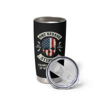 One Badass Stepdad Tumbler Cup Best Effin Bonus Dad Gifts Stepped Up Dads US Flag Skull - Wonder Print Shop