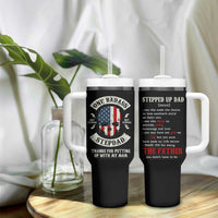 One Badass Stepdad Tumbler With Handle Best Effin Bonus Dad Gifts Stepped Up Dads US Flag Skull - Wonder Print Shop