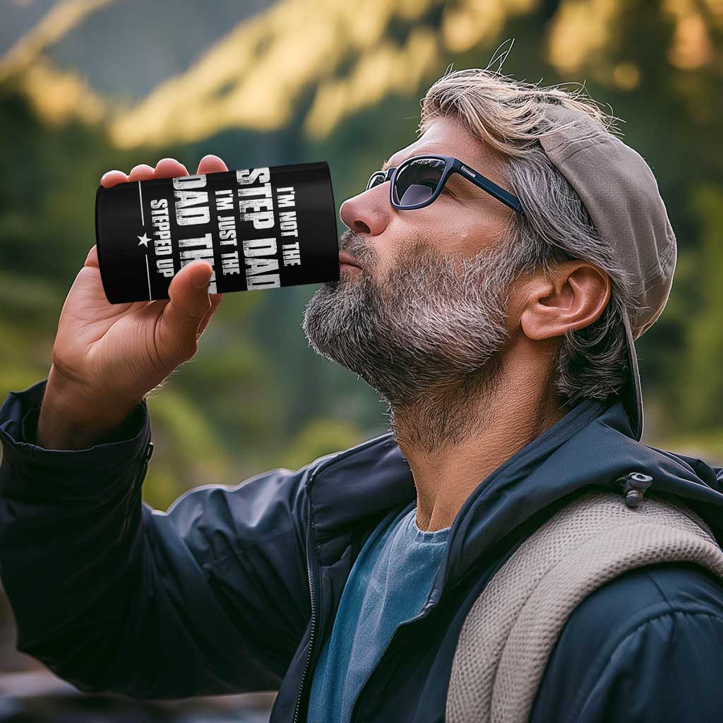 Bonus Dad Gifts 4 in 1 Can Cooler Tumbler Funny Not Step Dad Stepped Im Stepped Up Dads - Wonder Print Shop