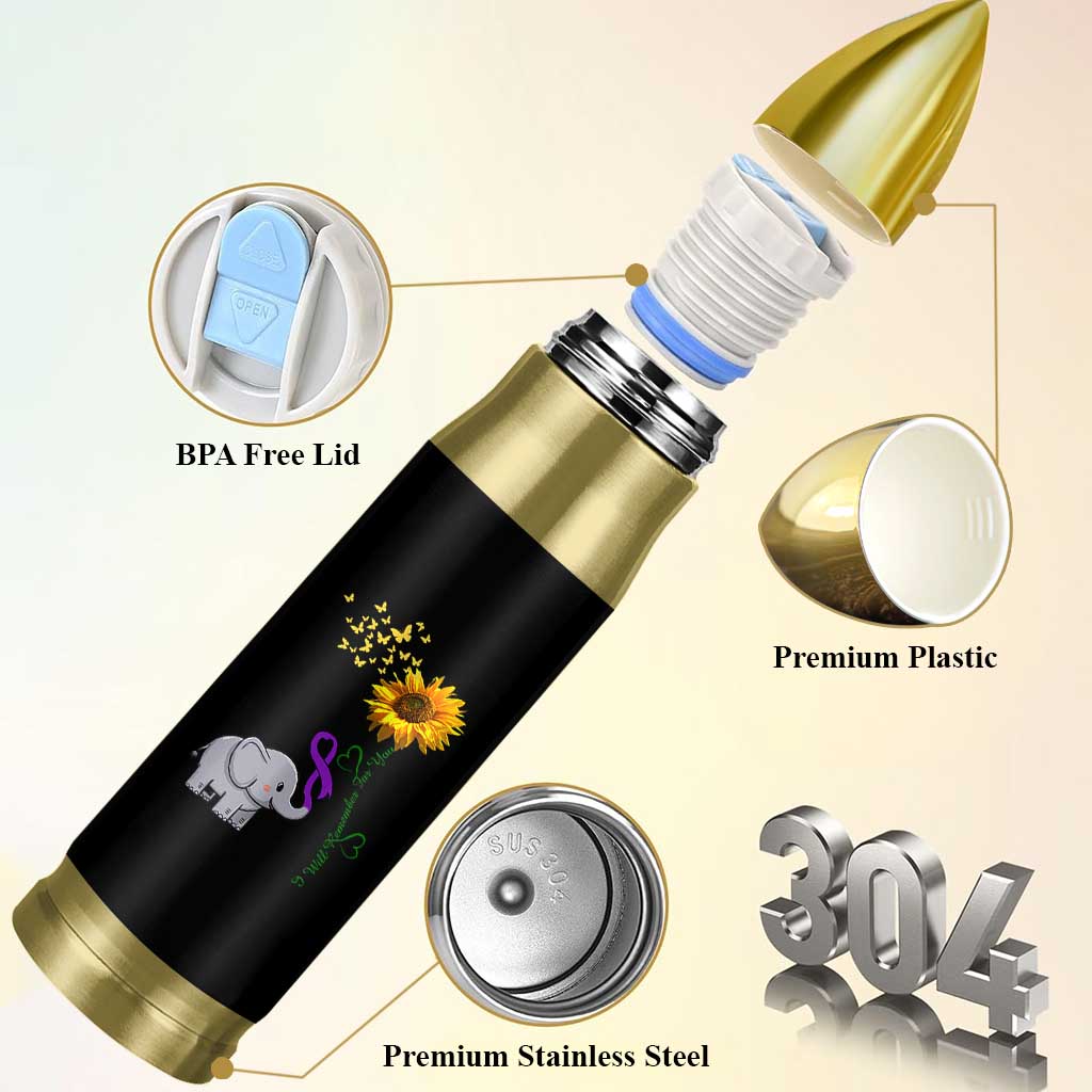 Alzheimer's Awareness Bullet Tumbler I Will Remember For You Support Alzheimer
