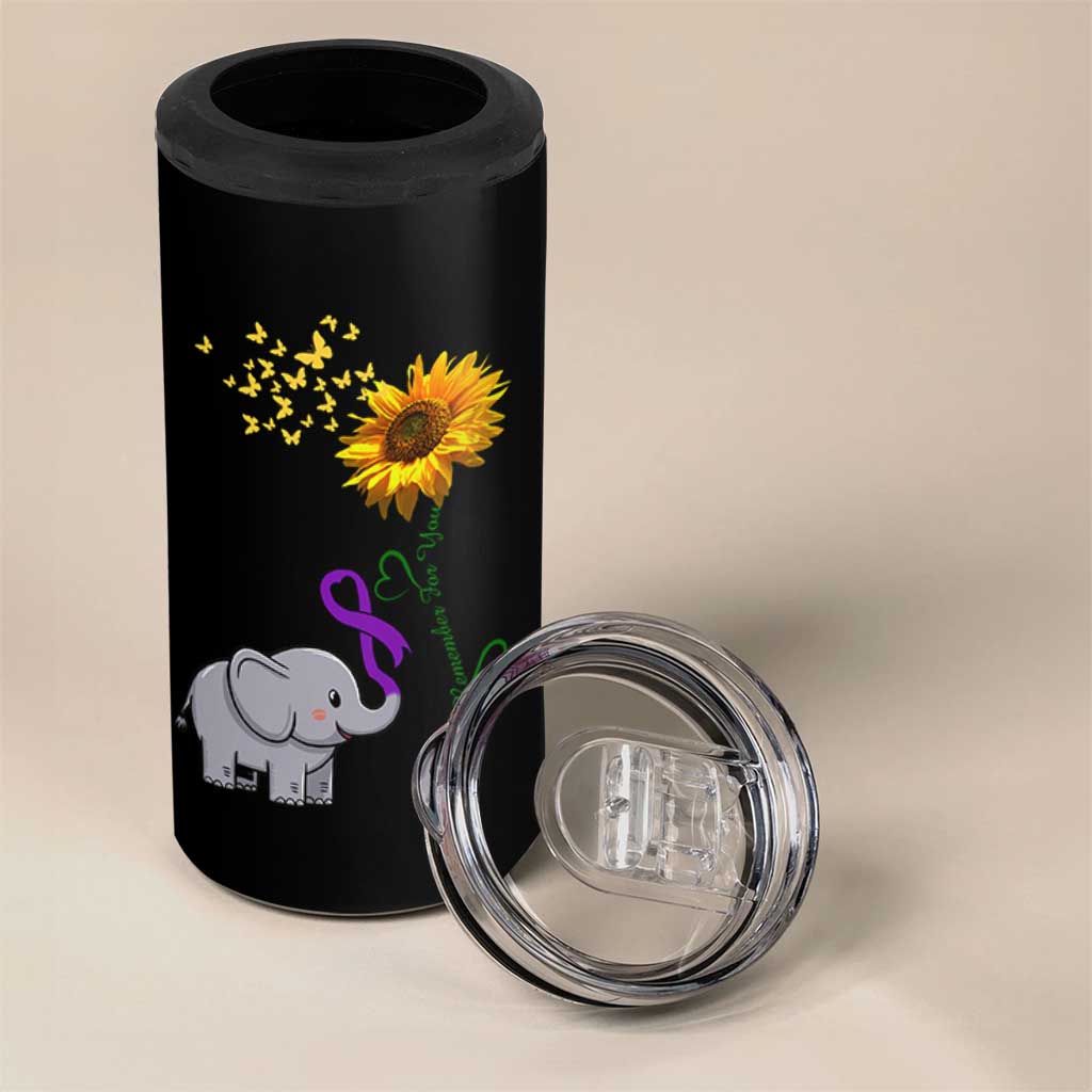 Alzheimer's Awareness 4 in 1 Can Cooler Tumbler I Will Remember For You Support Alzheimer