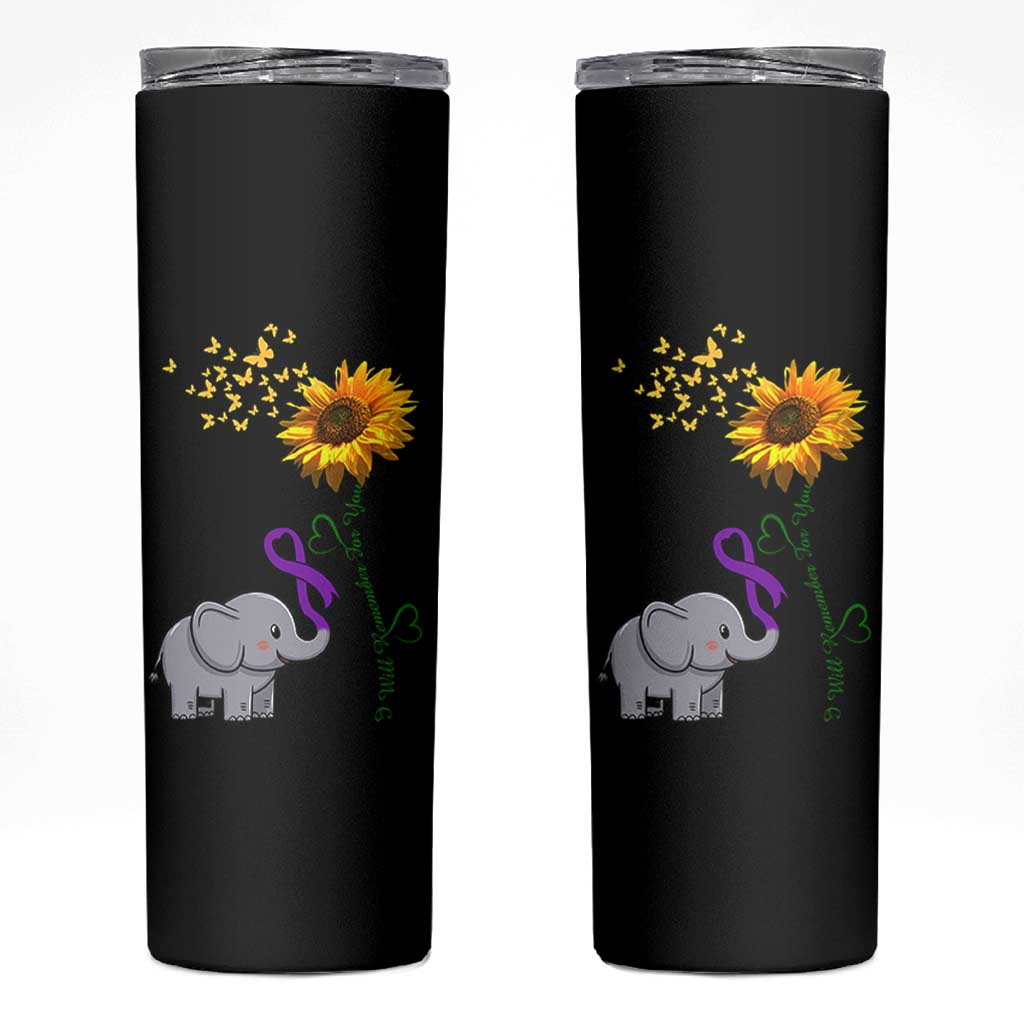 Alzheimer's Awareness Skinny Tumbler I Will Remember For You Support Alzheimer