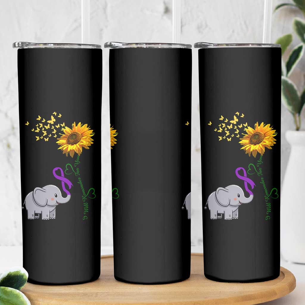 Alzheimer's Awareness Skinny Tumbler I Will Remember For You Support Alzheimer