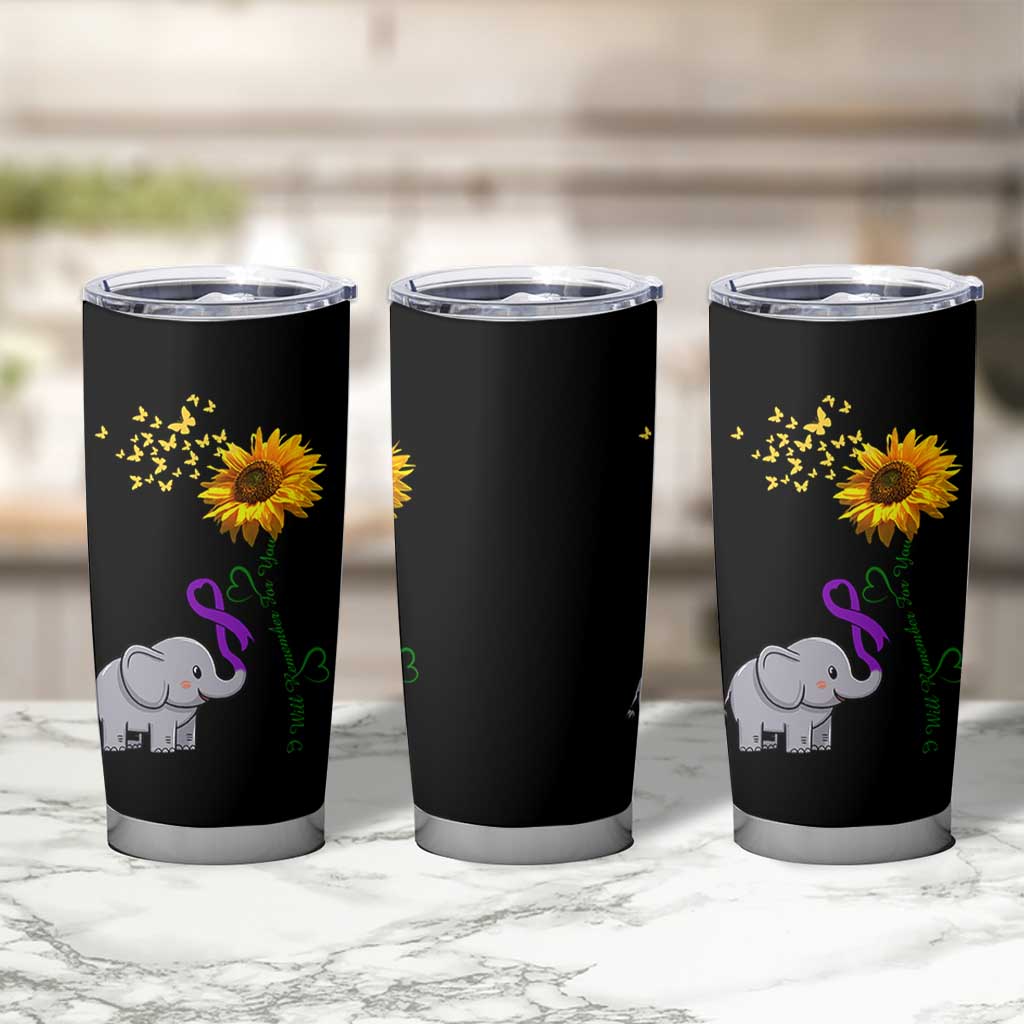 Alzheimer's Awareness Tumbler Cup I Will Remember For You Support Alzheimer