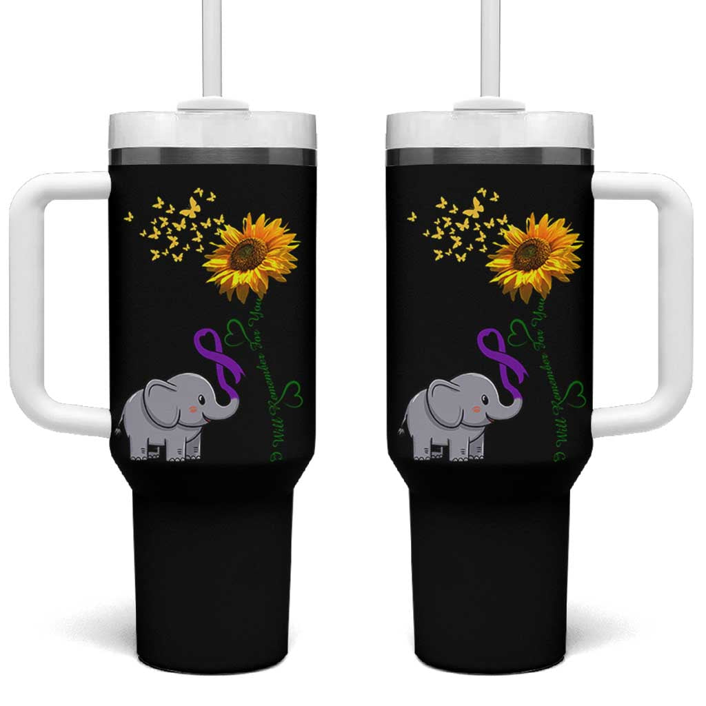 Alzheimer's Awareness Tumbler With Handle I Will Remember For You Support Alzheimer