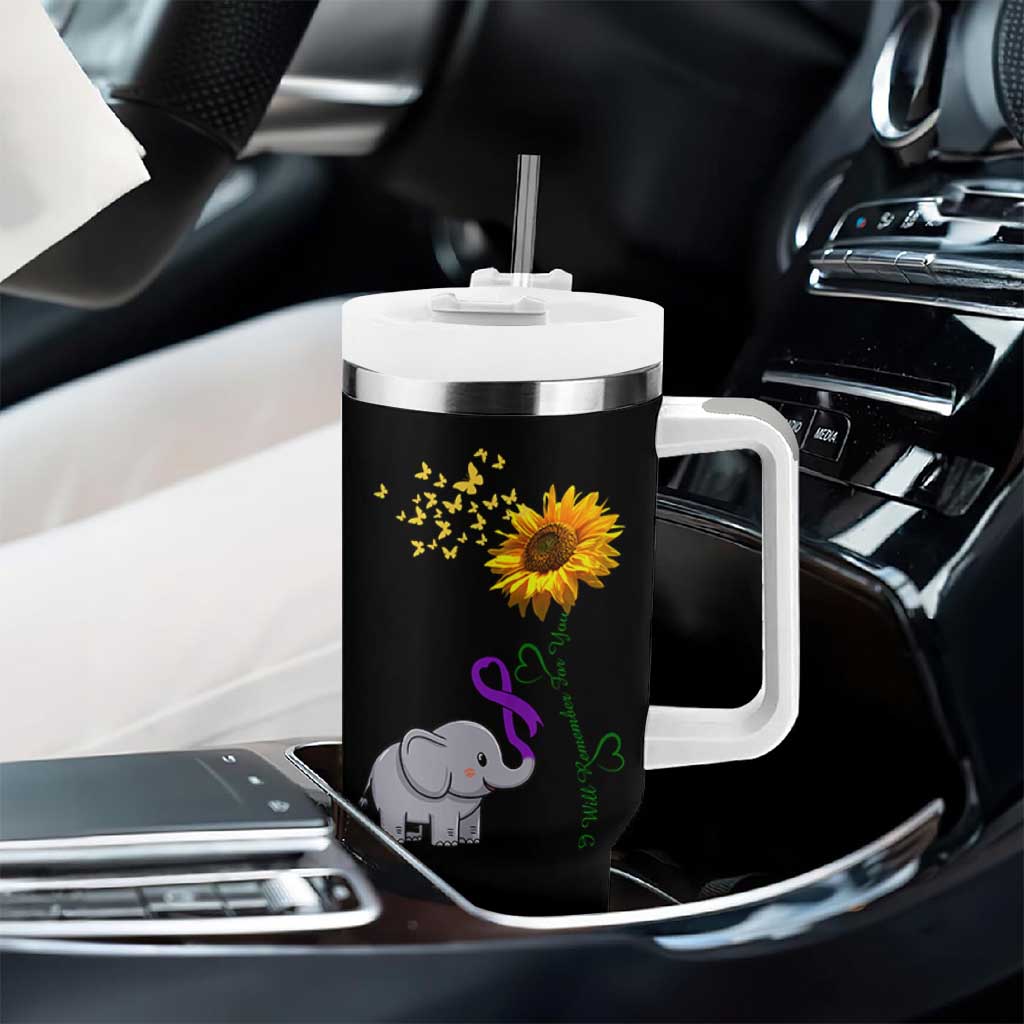 Alzheimer's Awareness Tumbler With Handle I Will Remember For You Support Alzheimer