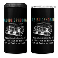 Funny Book Lovers 4 in 1 Can Cooler Tumbler Abibliophobia Hilarious Bookworm