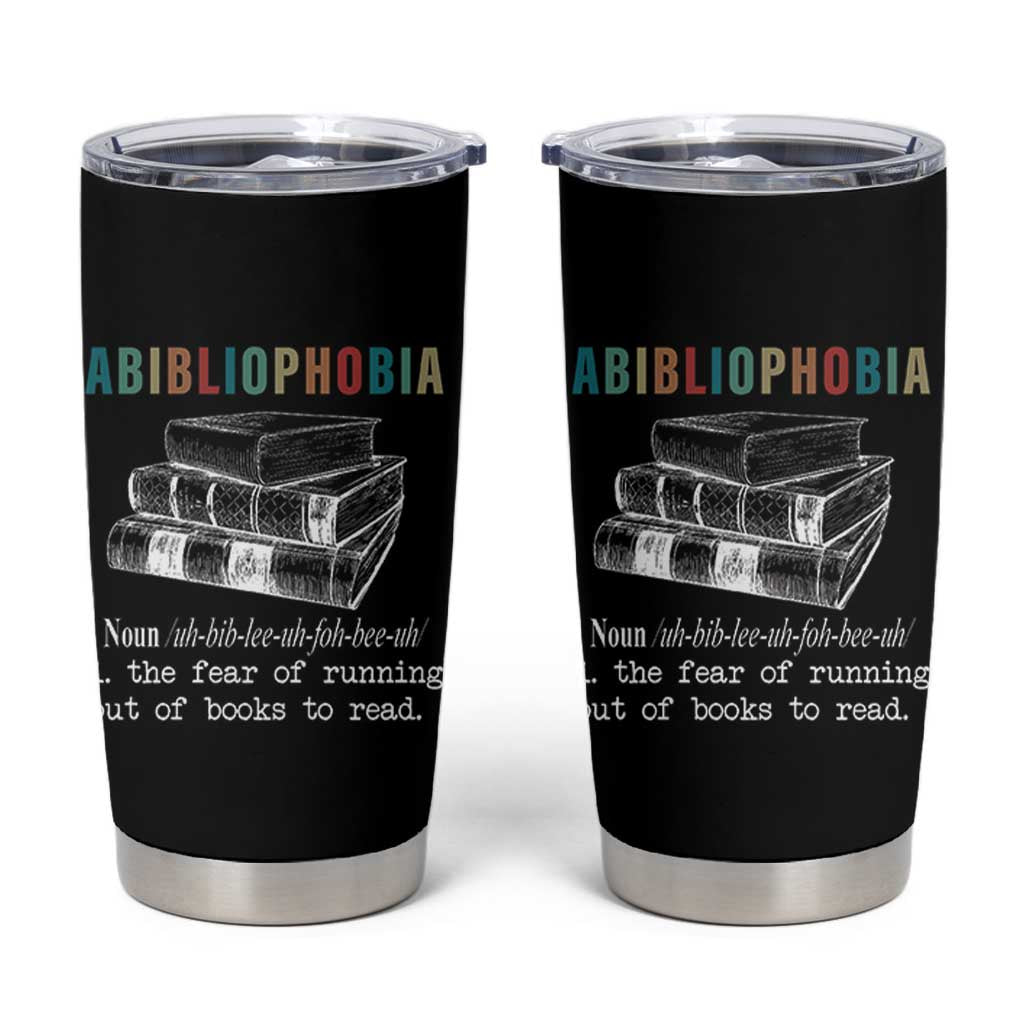 Funny Book Lovers Tumbler Cup Abibliophobia Hilarious Bookworm