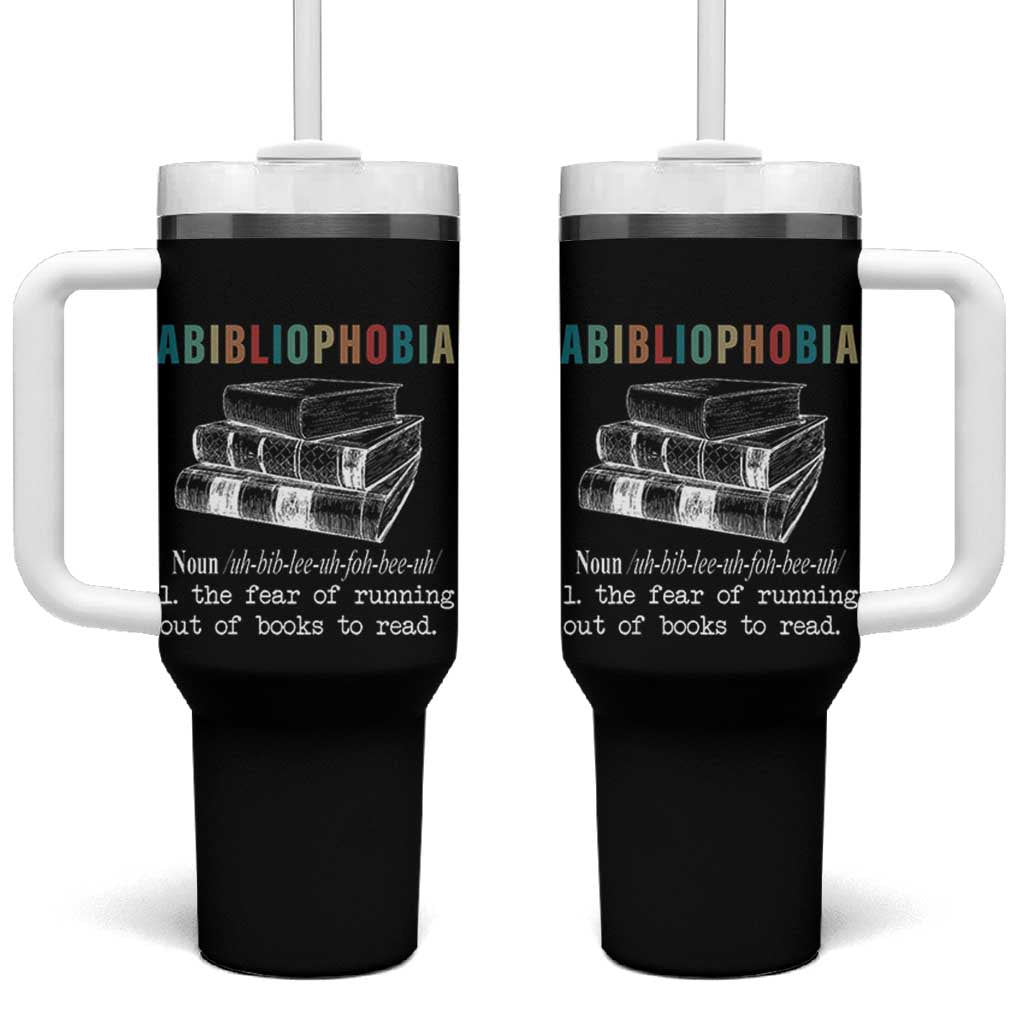 Funny Book Lovers Tumbler With Handle Abibliophobia Hilarious Bookworm