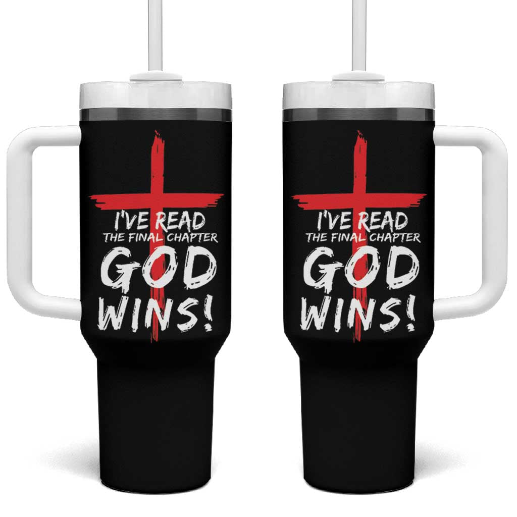 Christian Gifts Tumbler With Handle I've Read The Final Chapter God Wins Faith Cross