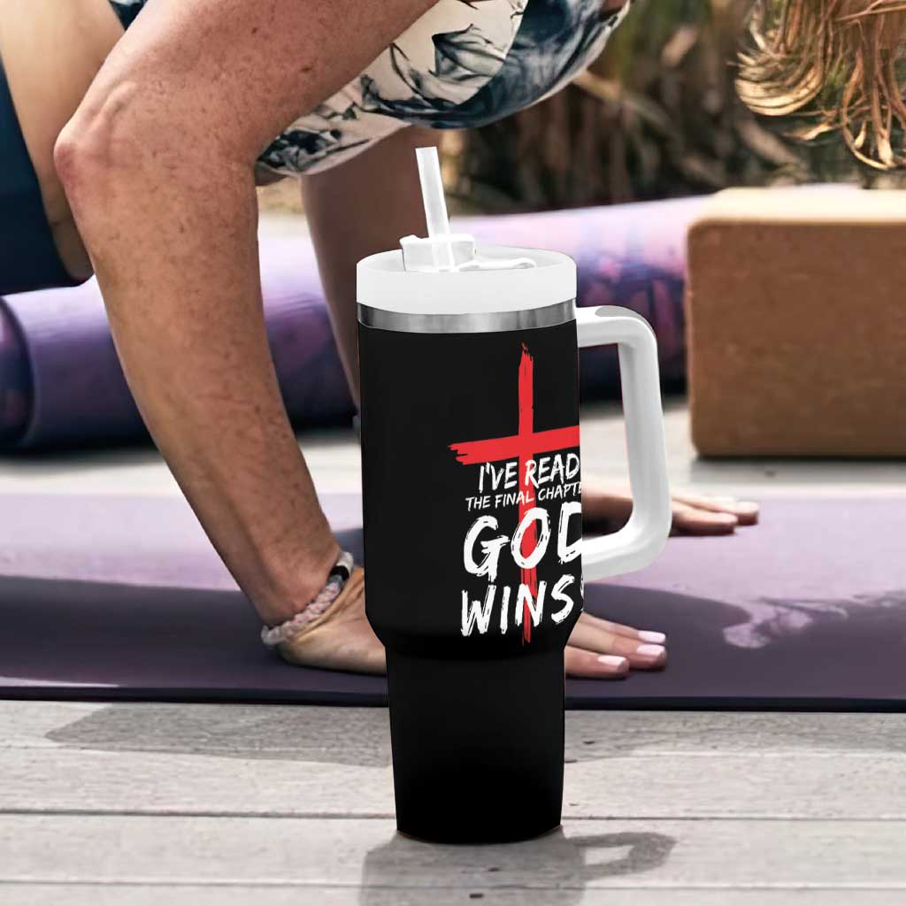 Christian Gifts Tumbler With Handle I've Read The Final Chapter God Wins Faith Cross
