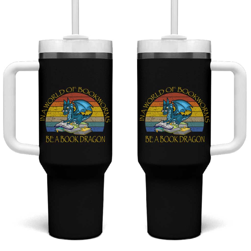 Dragons and Books Lovers Gifts Tumbler With Handle Bookworm In A World Of Bookworms Be A Book Dragon Nerds - Wonder Print Shop