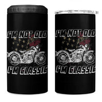 Funny Biker 4 in 1 Can Cooler Tumbler Im Not Old Im Classic Vintage Motorcycle USA Flag
