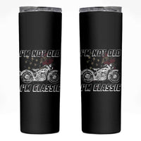 Funny Biker Skinny Tumbler Im Not Old Im Classic Vintage Motorcycle USA Flag