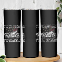 Funny Biker Skinny Tumbler Im Not Old Im Classic Vintage Motorcycle USA Flag
