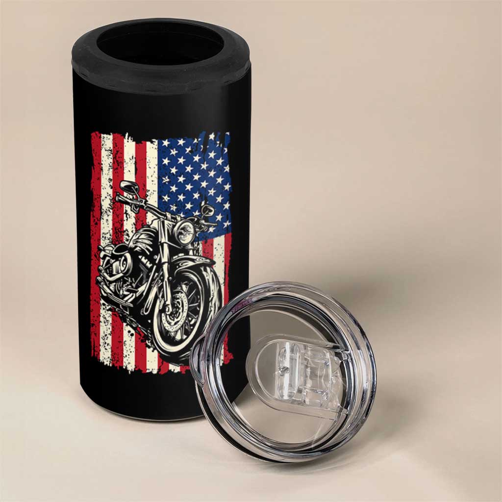 Real Grandpas Ride Motorcycles 4 in 1 Can Cooler Tumbler Some Grandpas Play Bingon American Flag