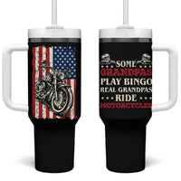Real Grandpas Ride Motorcycles Tumbler With Handle Some Grandpas Play Bingon American Flag